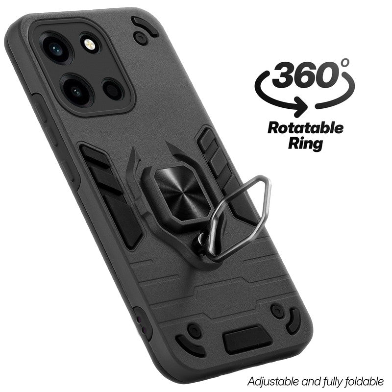 Dual layer shockproof back cover with 360° rotatable ring grip for OnePlus Nord 6 5G