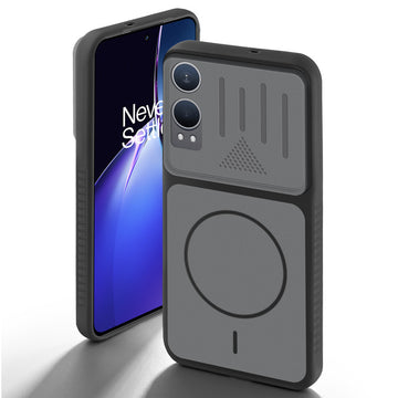 Black back cover for OnePlus Nord CE 4 Lite 5G with camera cut protection and ring design on back side.