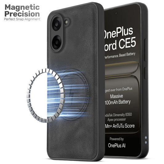 Refined PU Leather Case for OnePlus Nord CE 5 5G , with Support for MagSafe & Wireless Accessories