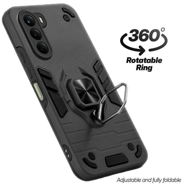 Dual layer shockproof back cover with 360° rotatable ring grip for OnePlus Nord CE 6 Lite 5G