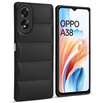 Leather Textured Back Cover for Oppo A38 4G, Shockproof Case with Camera Protection