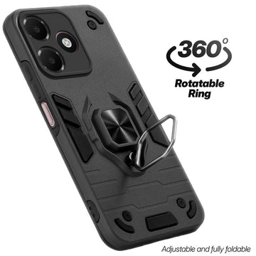 Dual layer shockproof back cover with 360° rotatable ring grip for Oppo A6C 4G