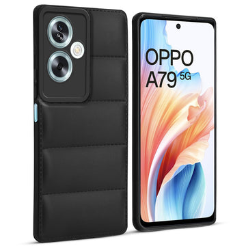 Leather Textured Back Cover for Oppo A79 5G, Shockproof Case with Camera Protection