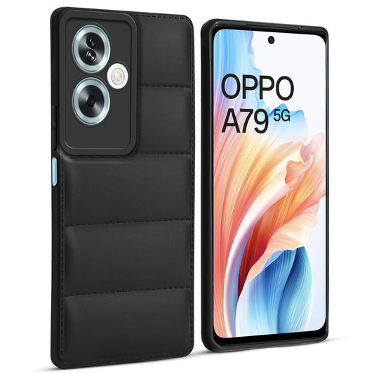 Leather Textured Back Cover for Oppo A79 5G, Shockproof Case with Camera Protection