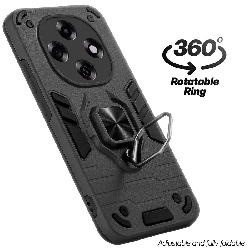 Dual layer shockproof back cover with 360° rotatable ring grip for Oppo F31 Pro 5G