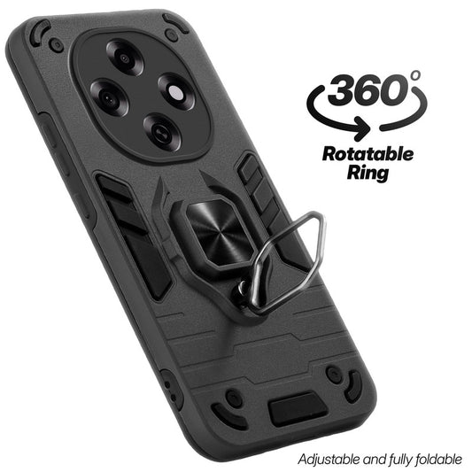 Dual layer shockproof back cover with 360° rotatable ring grip for Oppo F31 Pro 5G