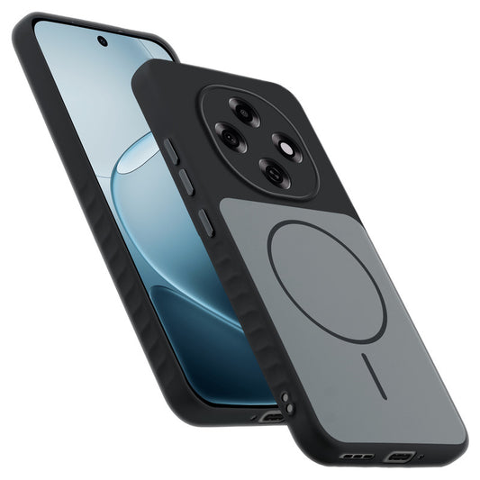 Matte Silicone Dual Color Back Cover with Metal Buttons & Ring Design for Oppo F31 Pro 5G