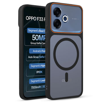 Premium Magnetic Case for Oppo F33 Pro 5G with Frosted Back, Soft Silicone Edges & Raised Camera Protection