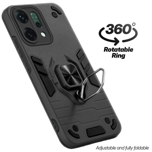 Dual layer shockproof back cover with 360° rotatable ring grip for Oppo Reno 14 5G
