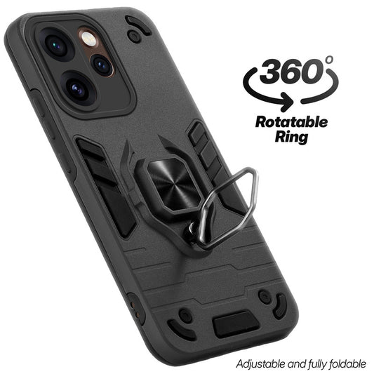 Dual layer shockproof back cover with 360° rotatable ring grip for Oppo Reno 15 Pro 5G