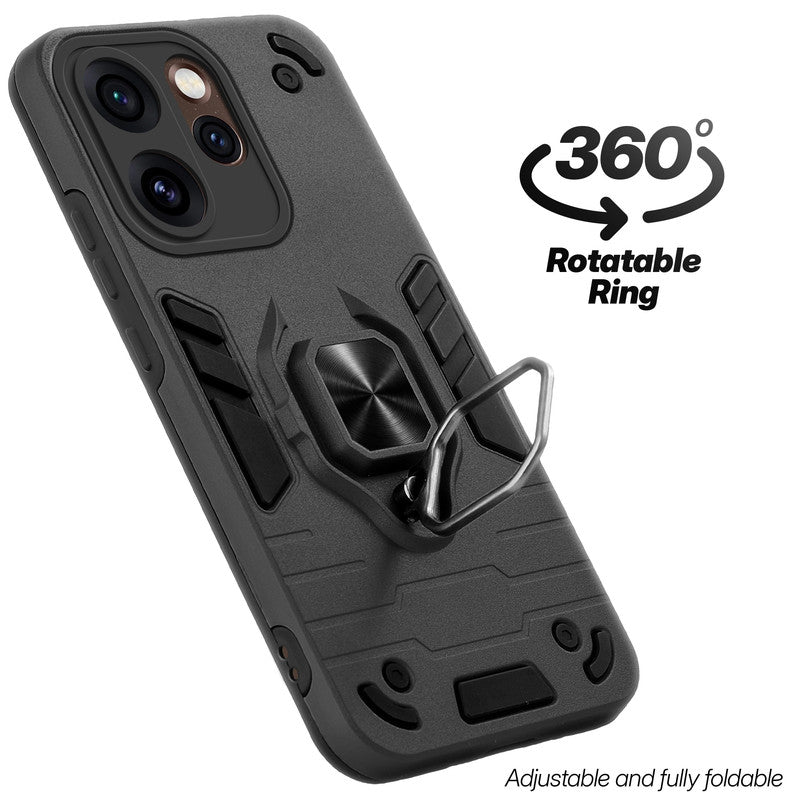 Dual layer shockproof back cover with 360° rotatable ring grip for Oppo Reno 15 Pro 5G