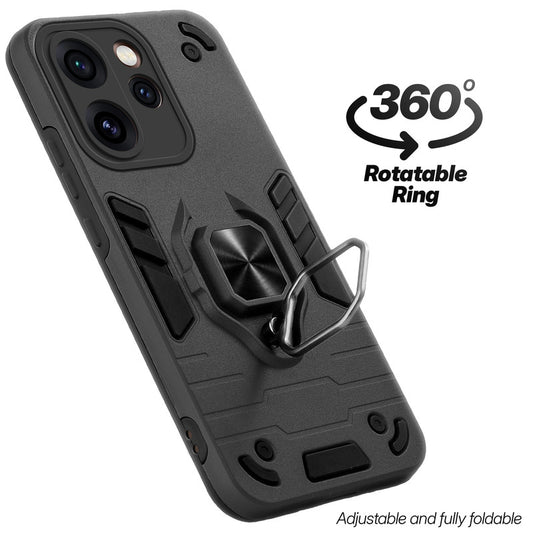 Dual layer shockproof back cover with 360° rotatable ring grip for Oppo Reno 15 Pro Mini 5G