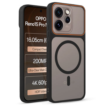 Premium Magnetic Case for Oppo Reno 15 Pro Mini 5G with Frosted Back, Soft Silicone Edges & Raised Camera Protection