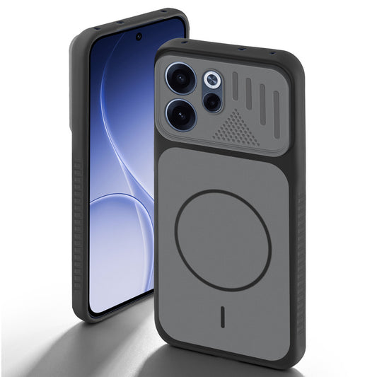 Black back cover for Oppo Reno 15C 5G with camera cut protection and ring design on back side.