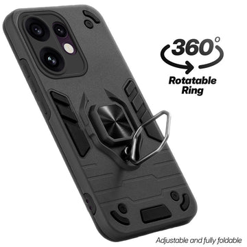 Dual layer shockproof back cover with 360° rotatable ring grip for Oppo Reno 16 5G