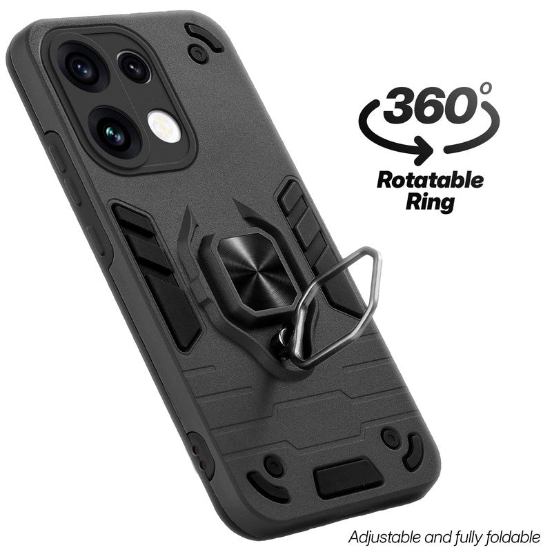 Dual layer shockproof back cover with 360° rotatable ring grip for Oppo Reno 16 Pro 5G