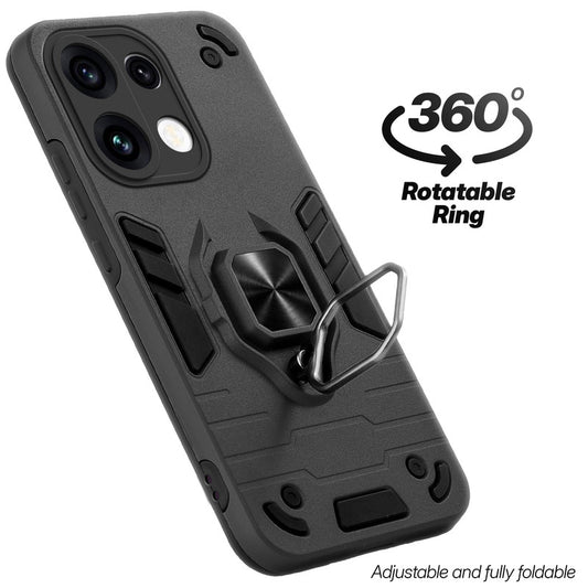 Dual layer shockproof back cover with 360° rotatable ring grip for Oppo Reno 16 Pro 5G