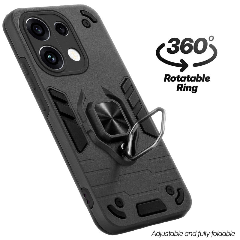 Dual layer shockproof back cover with 360° rotatable ring grip for Oppo Reno 16C 5G