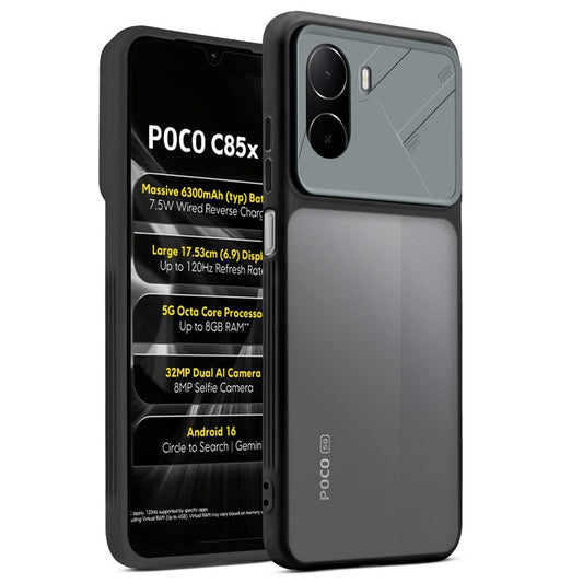 Premium Frosted Back Cover with Textured Camera Design & Metal-Look Buttons for Poco C85x 5G