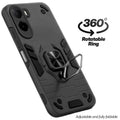 Dual layer shockproof back cover with 360° rotatable ring grip for Poco C85x 5G