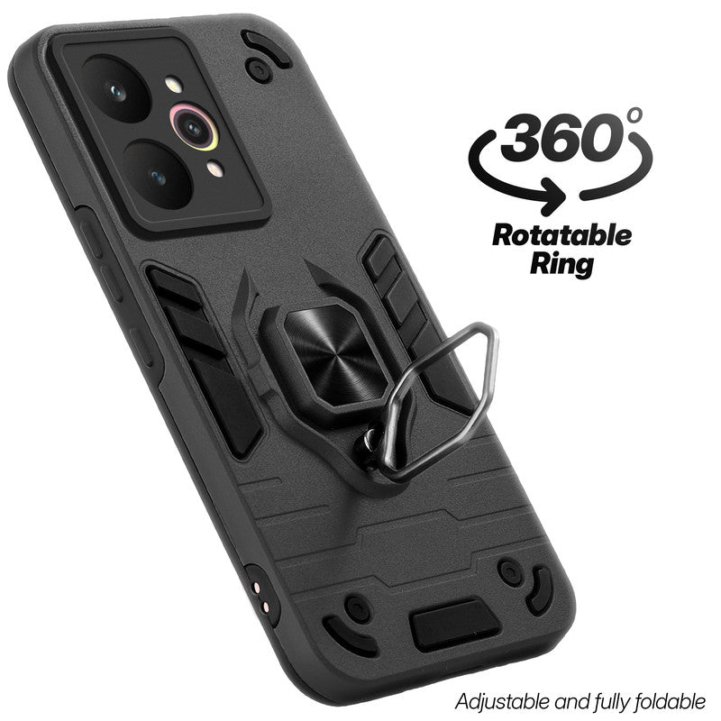 Dual layer shockproof back cover with 360° rotatable ring grip for Realme 15 5G