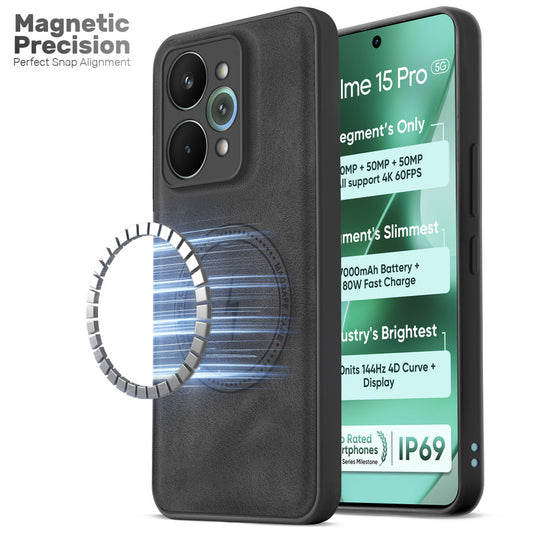 Refined PU Leather Case for Realme 15 Pro 5G , with Support for MagSafe & Wireless Accessories