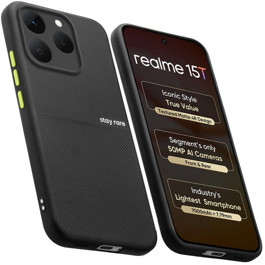 Premium Silicone Textured Case With Camera Protection & Inner Microfiber Lining Back Cover For Realme 15T 5G