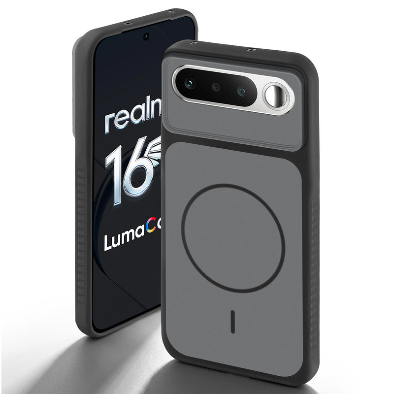 Black back cover for Realme 16 5G with camera cut protection and ring design on back side.