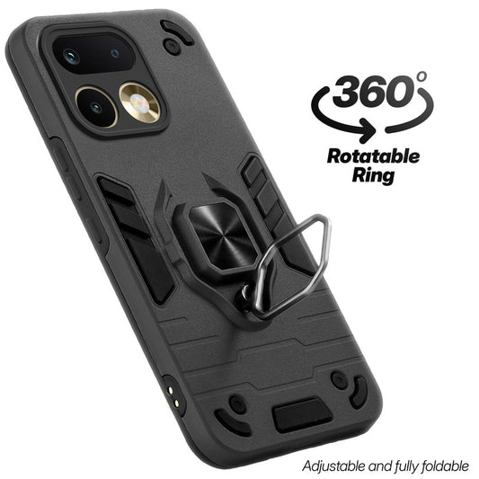 Dual layer shockproof back cover with 360° rotatable ring grip for Realme 16 Pro 5G