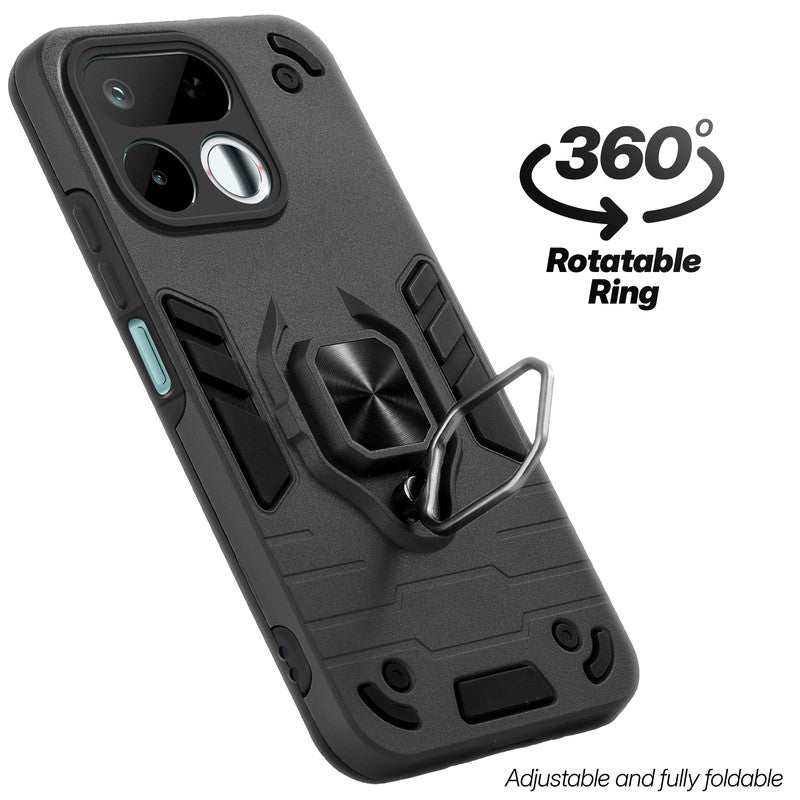Dual layer shockproof back cover with 360° rotatable ring grip for Realme 16T 5G