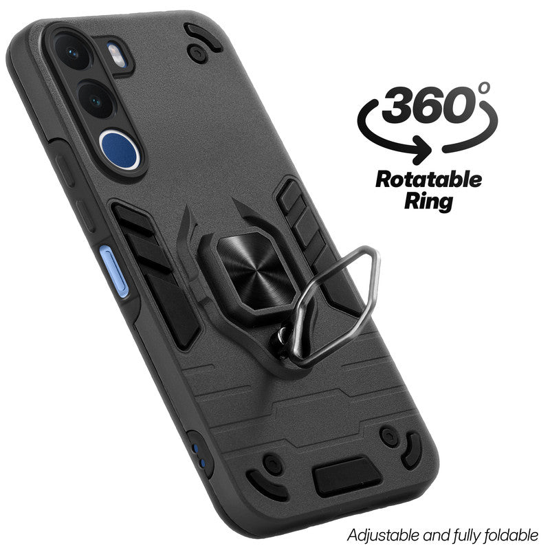 Dual layer shockproof back cover with 360° rotatable ring grip for Realme C100x 5G