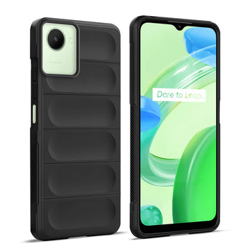Soft Silicone Airbag Shockproof Case with Side Grip & Microfiber Lining for Realme C30s