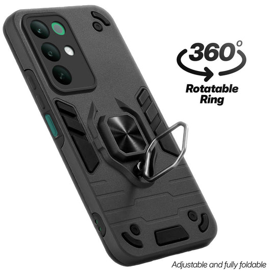 Dual layer shockproof back cover with 360° rotatable ring grip for Realme C85 5G