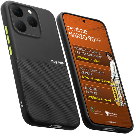 Premium Silicone Textured Case With Camera Protection & Inner Microfiber Lining Back Cover For Realme Narzo 90 5G