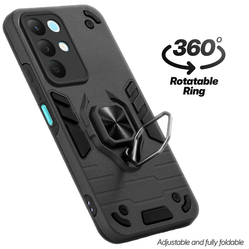 Dual layer shockproof back cover with 360° rotatable ring grip for Realme Narzo 90x 5G