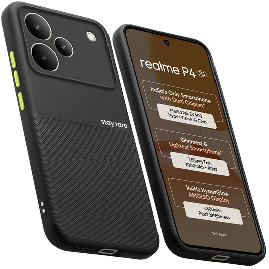 Premium Silicone Textured Case With Camera Protection & Inner Microfiber Lining Back Cover For Realme P4 5G