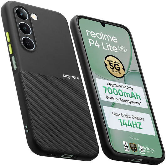 Premium Silicone Textured Case With Camera Protection & Inner Microfiber Lining Back Cover For Realme P4 Lite 5G