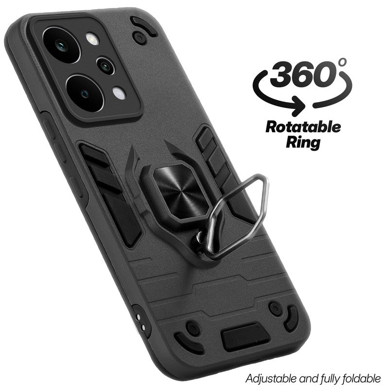 Dual layer shockproof back cover with 360° rotatable ring grip for Realme P4 Power 5G