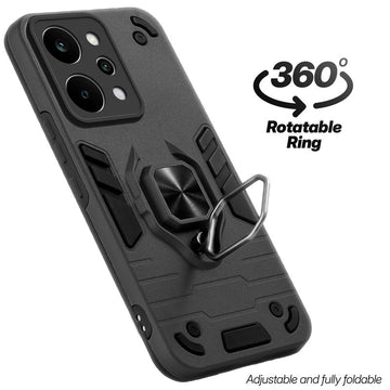 Dual layer shockproof back cover with 360° rotatable ring grip for Realme P4 Power 5G