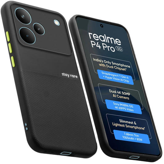 Premium Silicone Textured Case With Camera Protection & Inner Microfiber Lining Back Cover For Realme P4 Pro 5G