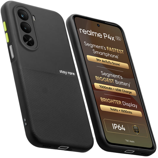 Premium Silicone Textured Case With Camera Protection & Inner Microfiber Lining Back Cover For Realme P4X 5G