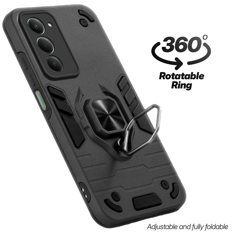 Dual layer shockproof back cover with 360° rotatable ring grip for Redmi Note 15 5G