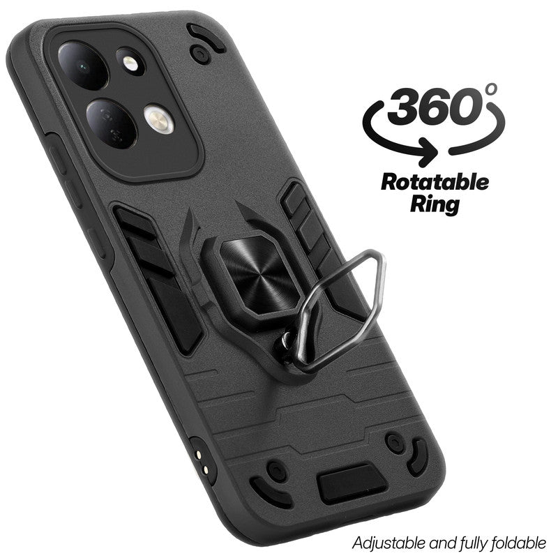Dual layer shockproof back cover with 360° rotatable ring grip for Redmi 17 5G