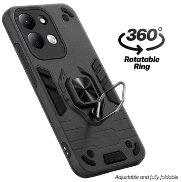 Dual layer shockproof back cover with 360° rotatable ring grip for Redmi 17 5G
