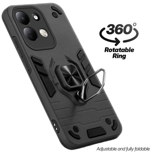 Dual layer shockproof back cover with 360° rotatable ring grip for Redmi 17 5G