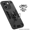 Dual layer shockproof back cover with 360° rotatable ring grip for Redmi Note 17 Pro Max 5G