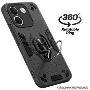 Dual layer shockproof back cover with 360° rotatable ring grip for Redmi Note 17 Pro Max 5G