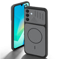 Black back cover for Samsung A16 5G with camera cut protection and ring design on back side.