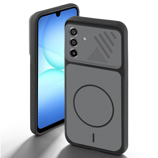 Black back cover for Samsung A17 5G with camera cut protection and ring design on back side.