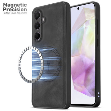 Refined PU Leather Case for Samsung A35 5G , with Support for MagSafe & Wireless Accessories